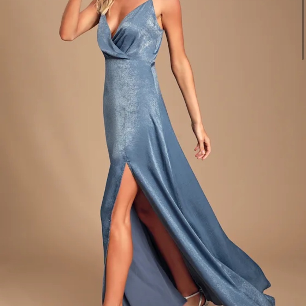 Lulu's Shimmering Blue Maxi Dress